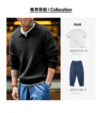 Madden workwear Maglione con risvolto retrò americano polo a righe intrecciate verticali maglione pullover pigro da uomo autunno e inverno - StepByStepNow