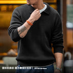 Madden workwear Maglione con risvolto retrò americano polo a righe intrecciate verticali maglione pullover pigro da uomo autunno e inverno - StepByStepNow