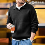 Madden workwear Maglione con risvolto retrò americano polo a righe intrecciate verticali maglione pullover pigro da uomo autunno e inverno - StepByStepNow