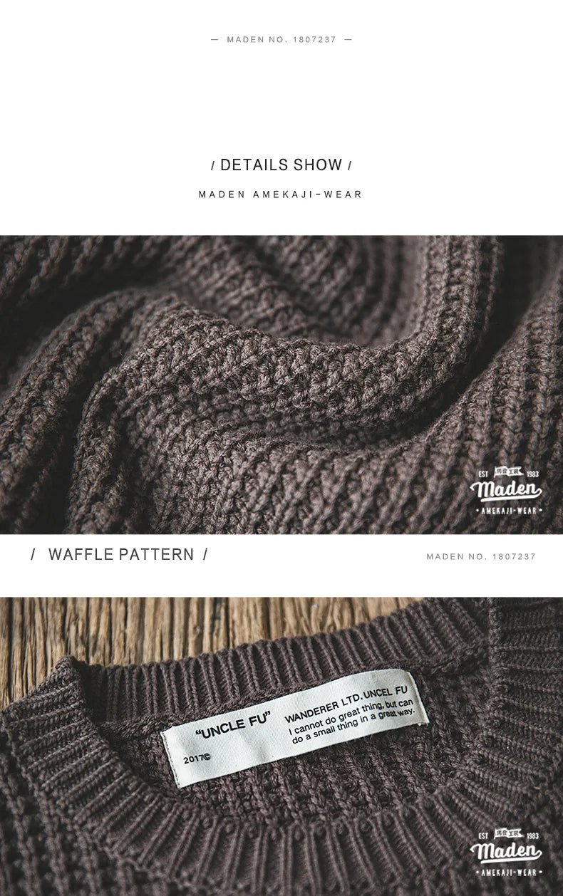 Maden Abito da lavoro Retro girocollo addensato maglione autunnale e invernale Amekaji abbigliamento da uomo in maglia allentata - StepByStepNow