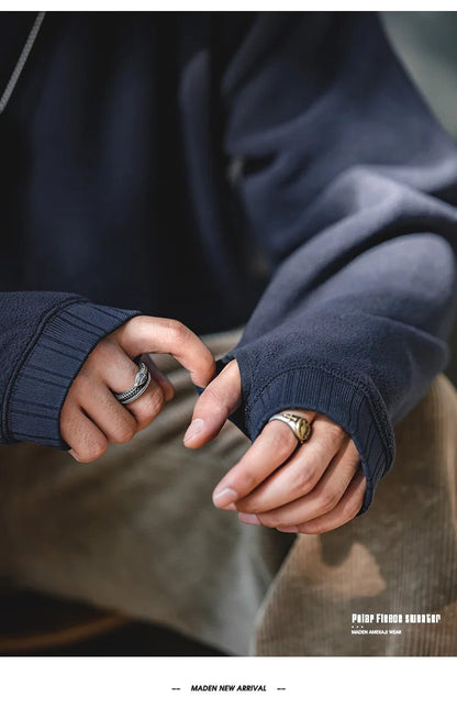 MADEN Felpa da uomo in pile polare Autunno Inverno Manica lunga Girocollo Pullover Camicia con fondo ispessito caldo Felpa nera - StepByStepNow