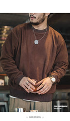 MADEN Felpa da uomo in pile polare Autunno Inverno Manica lunga Girocollo Pullover Camicia con fondo ispessito caldo Felpa nera - StepByStepNow