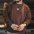 MADEN Felpa da uomo in pile polare Autunno Inverno Manica lunga Girocollo Pullover Camicia con fondo ispessito caldo Felpa nera - StepByStepNow