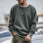 Maden felpa girocollo Vintage per uomo Pullover in cotone tinta unita felpa nera stile Basic maschile capispalla autunnale - StepByStepNow