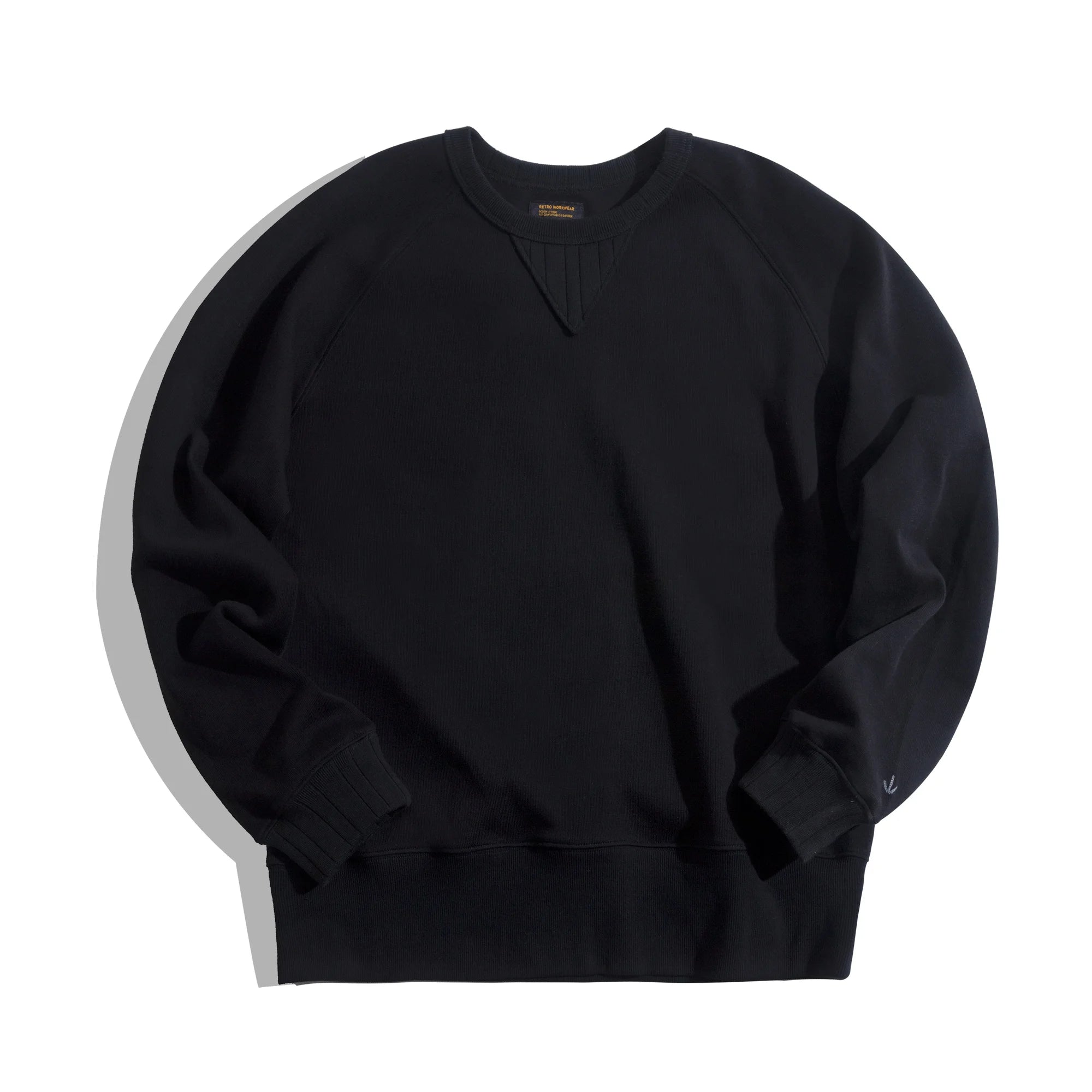 Maden felpa girocollo Vintage per uomo Pullover in cotone tinta unita felpa nera stile Basic maschile capispalla autunnale - StepByStepNow
