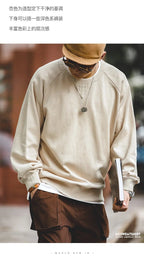 Maden felpa girocollo Vintage per uomo Pullover in cotone tinta unita felpa nera stile Basic maschile capispalla autunnale - StepByStepNow