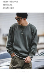 Maden felpa girocollo Vintage per uomo Pullover in cotone tinta unita felpa nera stile Basic maschile capispalla autunnale - StepByStepNow