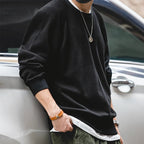 Maden felpa girocollo Vintage per uomo Pullover in cotone tinta unita felpa nera stile Basic maschile capispalla autunnale - StepByStepNow