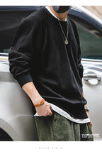 Maden felpa girocollo Vintage per uomo Pullover in cotone tinta unita felpa nera stile Basic maschile capispalla autunnale - StepByStepNow