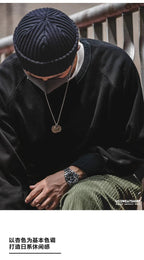 Maden felpa girocollo Vintage per uomo Pullover in cotone tinta unita felpa nera stile Basic maschile capispalla autunnale - StepByStepNow