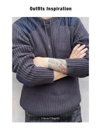 Maden Maglione a righe verticali O - Collo Slim Fit da uomo Pullover lavorato a maglia retrò Patch Cuciture Design Maglioni classici Abbigliamento uomo - StepByStepNow