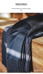 Maden Maglione a righe verticali O - Collo Slim Fit da uomo Pullover lavorato a maglia retrò Patch Cuciture Design Maglioni classici Abbigliamento uomo - StepByStepNow