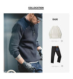 Maden Maglione a righe verticali O - Collo Slim Fit da uomo Pullover lavorato a maglia retrò Patch Cuciture Design Maglioni classici Abbigliamento uomo - StepByStepNow