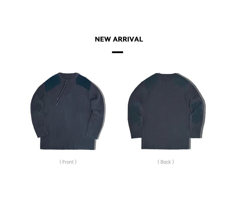 Maden Maglione a righe verticali O - Collo Slim Fit da uomo Pullover lavorato a maglia retrò Patch Cuciture Design Maglioni classici Abbigliamento uomo - StepByStepNow