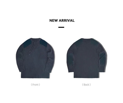 Maden Maglione a righe verticali O - Collo Slim Fit da uomo Pullover lavorato a maglia retrò Patch Cuciture Design Maglioni classici Abbigliamento uomo - StepByStepNow