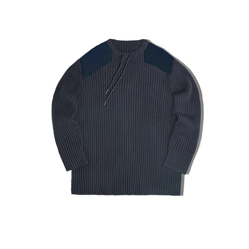 Maden Maglione a righe verticali O - Collo Slim Fit da uomo Pullover lavorato a maglia retrò Patch Cuciture Design Maglioni classici Abbigliamento uomo - StepByStepNow