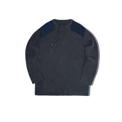 Maden Maglione a righe verticali O - Collo Slim Fit da uomo Pullover lavorato a maglia retrò Patch Cuciture Design Maglioni classici Abbigliamento uomo - StepByStepNow