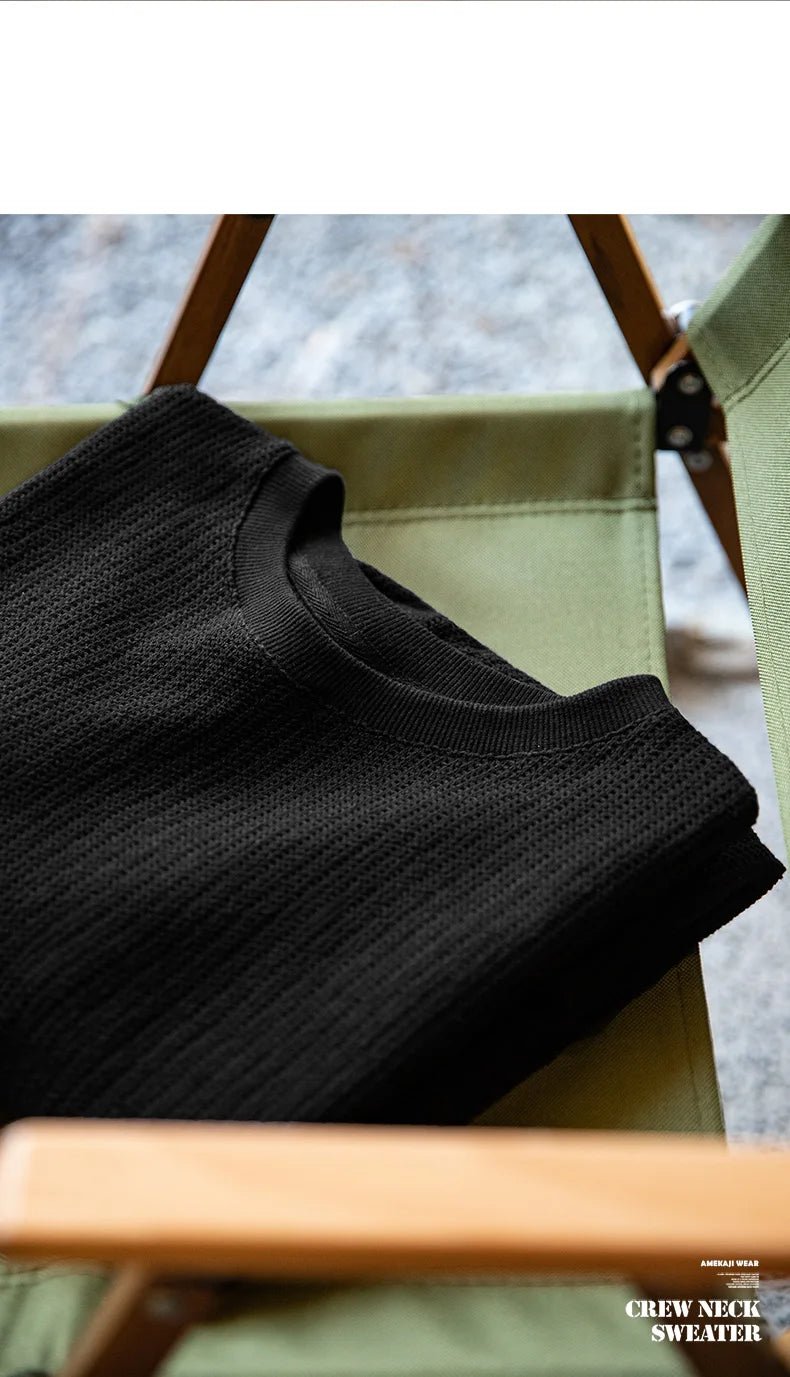 Maden Maglione girocollo nero da uomo Felpa con cappuccio lavorata a maglia ampia Autunno Casual Pullover con maniche a spalla cadente Colletto a coste elasticizzato - StepByStepNow