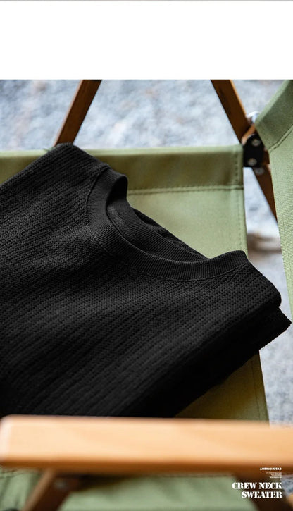 Maden Maglione girocollo nero da uomo Felpa con cappuccio lavorata a maglia ampia Autunno Casual Pullover con maniche a spalla cadente Colletto a coste elasticizzato - StepByStepNow