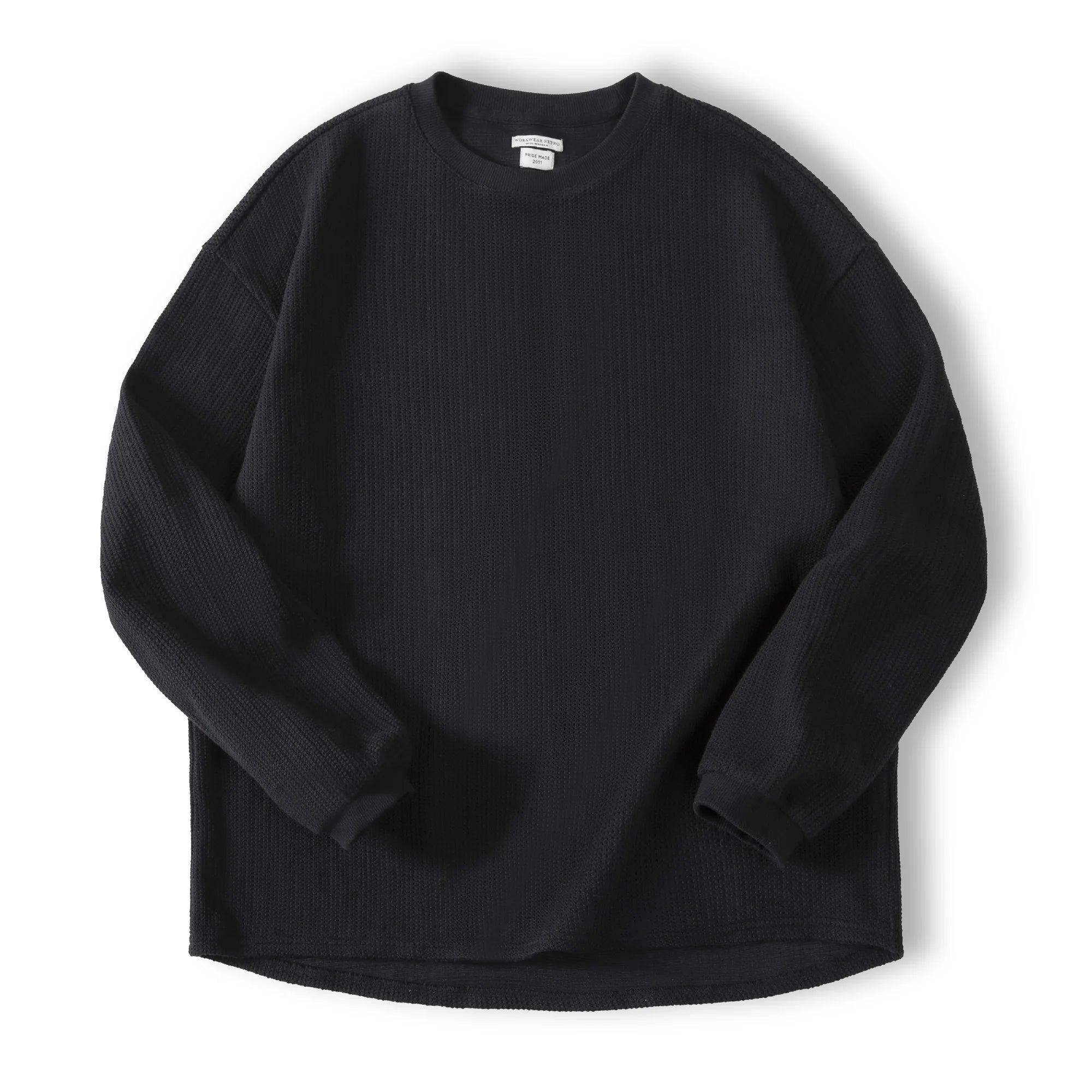 Maden Maglione girocollo nero da uomo Felpa con cappuccio lavorata a maglia ampia Autunno Casual Pullover con maniche a spalla cadente Colletto a coste elasticizzato - StepByStepNow