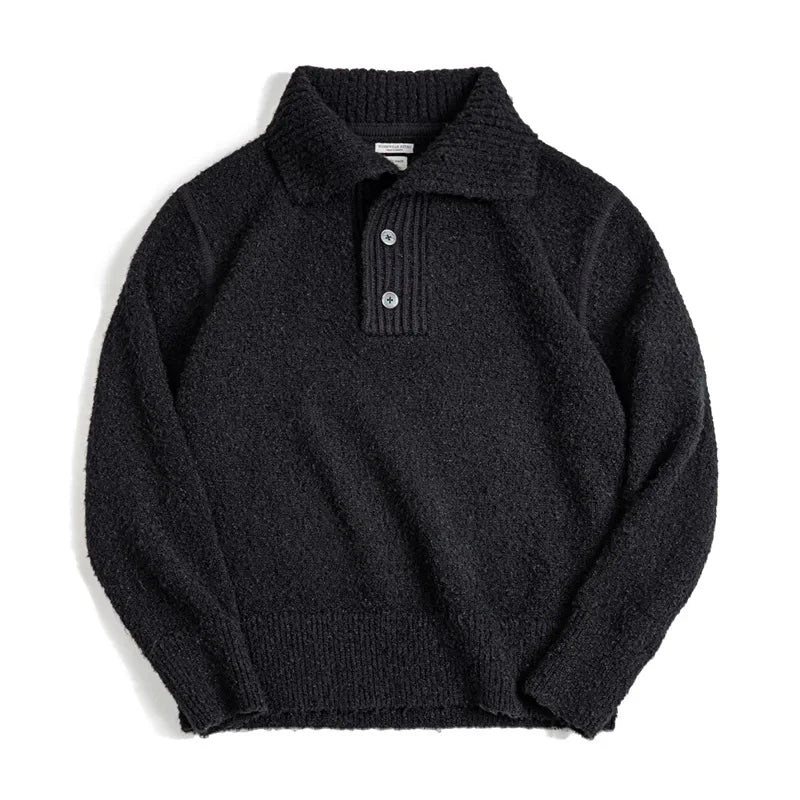 MADEN Maglione lavorato a maglia pesante da uomo 2024 Autunno Inverno Manica lunga Colletto rovesciato Polo in filato ad anello Maglieria pullover caldo - StepByStepNow