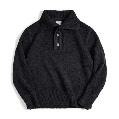 MADEN Maglione lavorato a maglia pesante da uomo 2024 Autunno Inverno Manica lunga Colletto rovesciato Polo in filato ad anello Maglieria pullover caldo - StepByStepNow