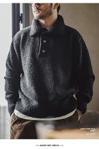 MADEN Maglione lavorato a maglia pesante da uomo 2024 Autunno Inverno Manica lunga Colletto rovesciato Polo in filato ad anello Maglieria pullover caldo - StepByStepNow