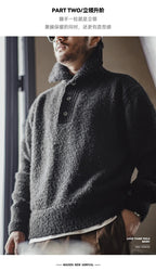 MADEN Maglione lavorato a maglia pesante da uomo 2024 Autunno Inverno Manica lunga Colletto rovesciato Polo in filato ad anello Maglieria pullover caldo - StepByStepNow