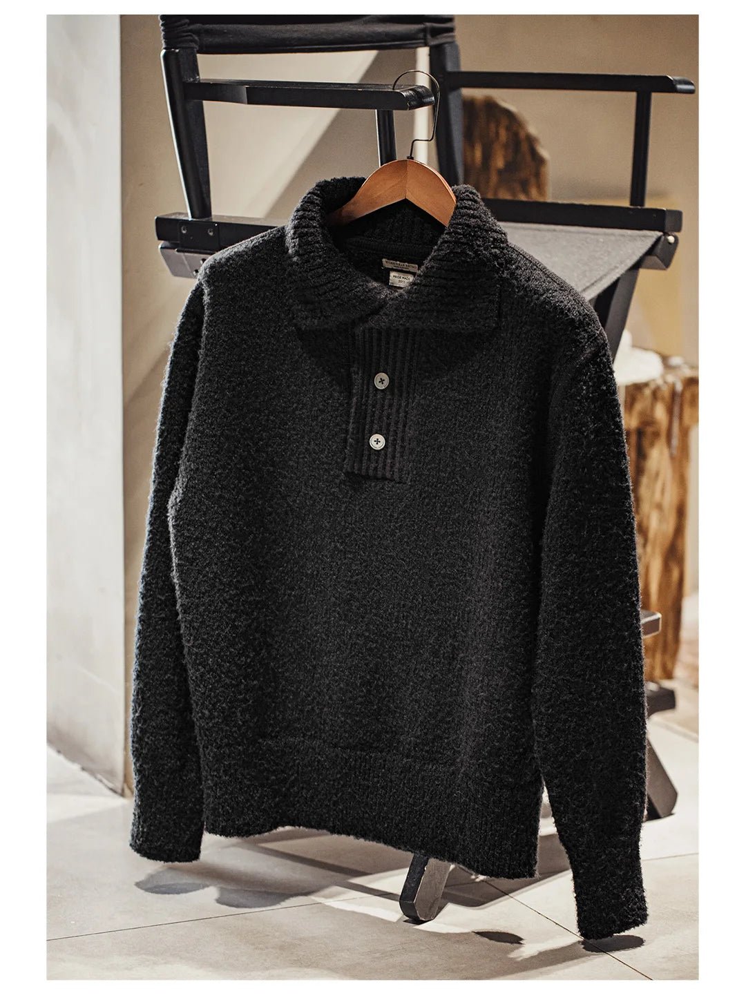 MADEN Maglione lavorato a maglia pesante da uomo 2024 Autunno Inverno Manica lunga Colletto rovesciato Polo in filato ad anello Maglieria pullover caldo - StepByStepNow