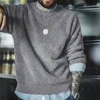 Maden New Retro Grey girocollo maglione foderato in pile caldo Versatile Pullover per uomo con top larghi per l'autunno e l'inverno - StepByStepNow