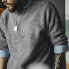Maden New Retro Grey girocollo maglione foderato in pile caldo Versatile Pullover per uomo con top larghi per l'autunno e l'inverno - StepByStepNow