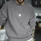 Maden New Retro Grey girocollo maglione foderato in pile caldo Versatile Pullover per uomo con top larghi per l'autunno e l'inverno - StepByStepNow