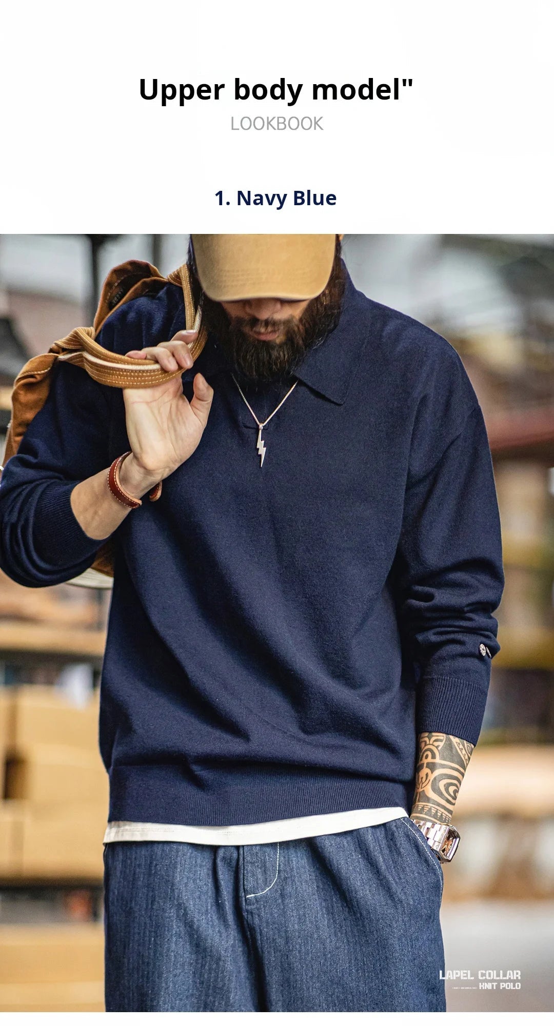 Maden Polo da uomo vintage lavorata a maglia tinta unita felpa a maniche lunghe morbida risvolto strato pullover maglieria per pendolari autunnali - StepByStepNow