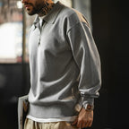 Maden Polo da uomo vintage lavorata a maglia tinta unita felpa a maniche lunghe morbida risvolto strato pullover maglieria per pendolari autunnali - StepByStepNow
