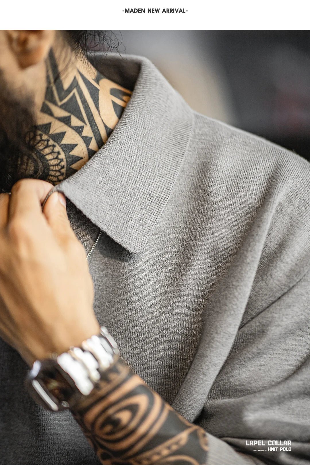 Maden Polo da uomo vintage lavorata a maglia tinta unita felpa a maniche lunghe morbida risvolto strato pullover maglieria per pendolari autunnali - StepByStepNow