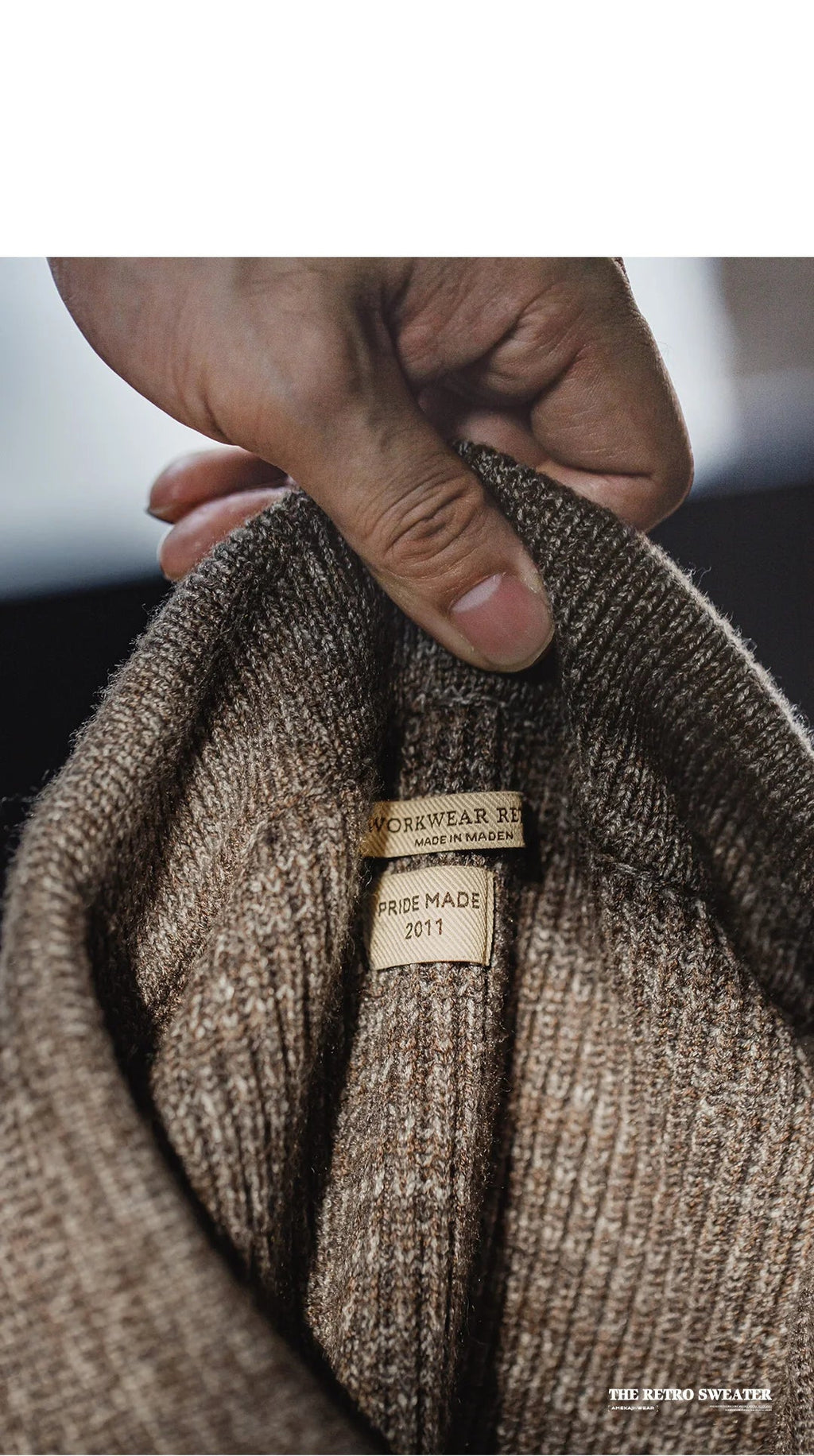 Maden Polo lavorata a maglia retrò maglione con risvolto color caffè allentato autunno inverno uomo zio Fu maglione maglieria casual - StepByStepNow