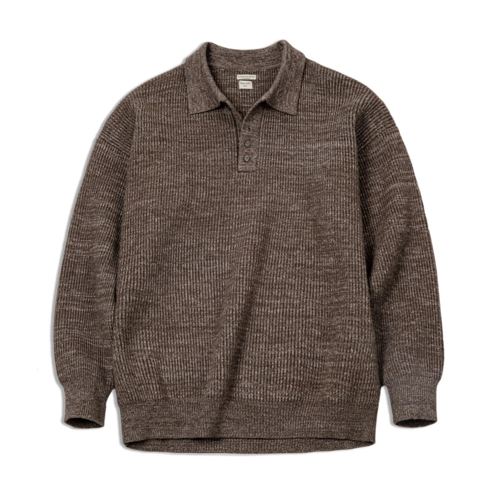 Maden Polo lavorata a maglia retrò maglione con risvolto color caffè allentato autunno inverno uomo zio Fu maglione maglieria casual - StepByStepNow