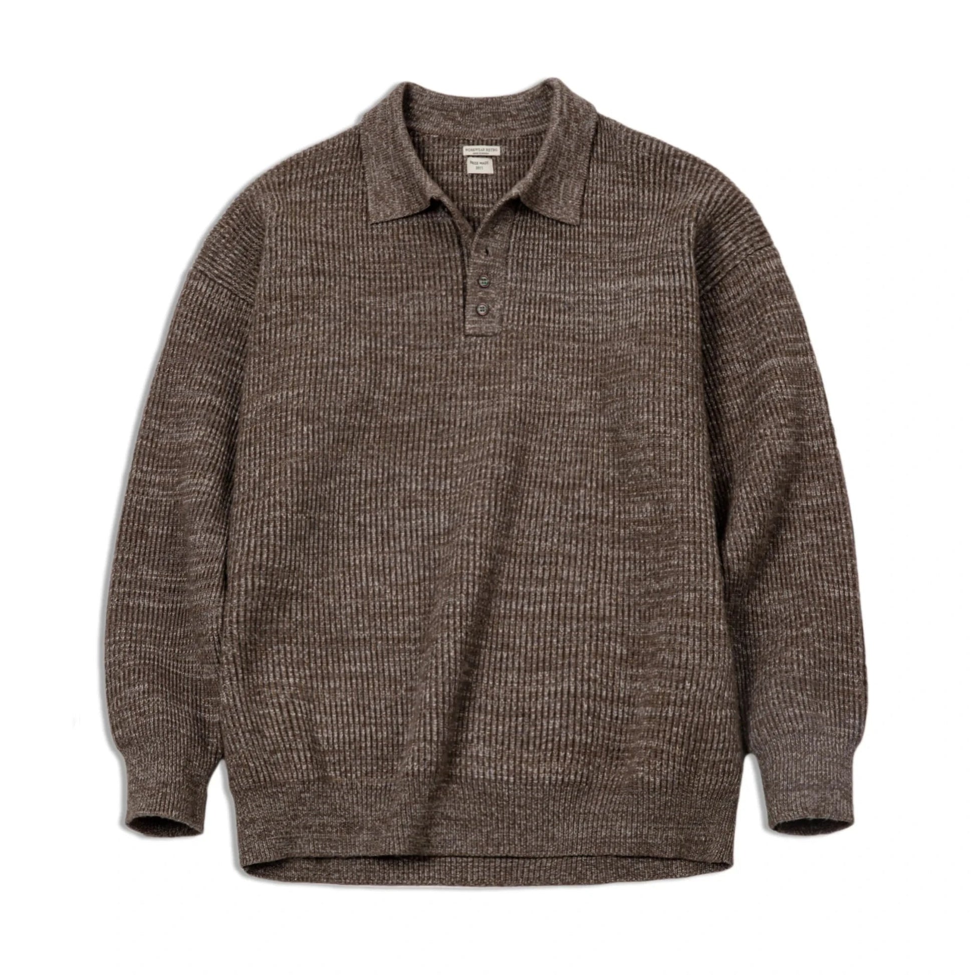 Maden Polo lavorata a maglia retrò maglione con risvolto color caffè allentato autunno inverno uomo zio Fu maglione maglieria casual - StepByStepNow