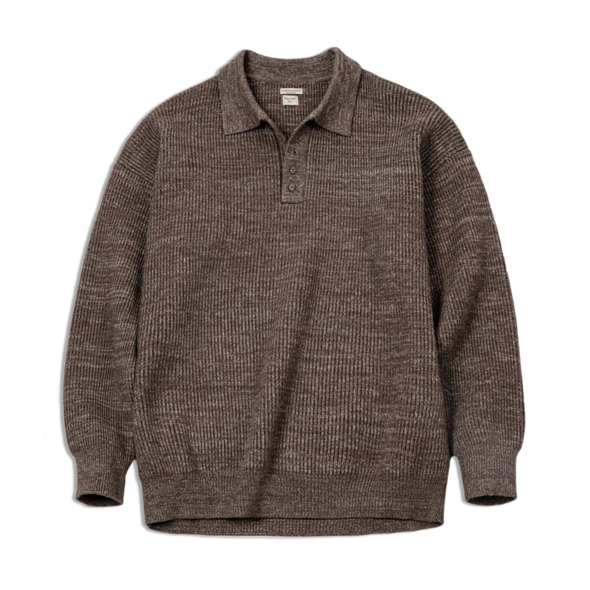 Maden Polo lavorata a maglia retrò maglione con risvolto color caffè allentato autunno inverno uomo zio Fu maglione maglieria casual - StepByStepNow