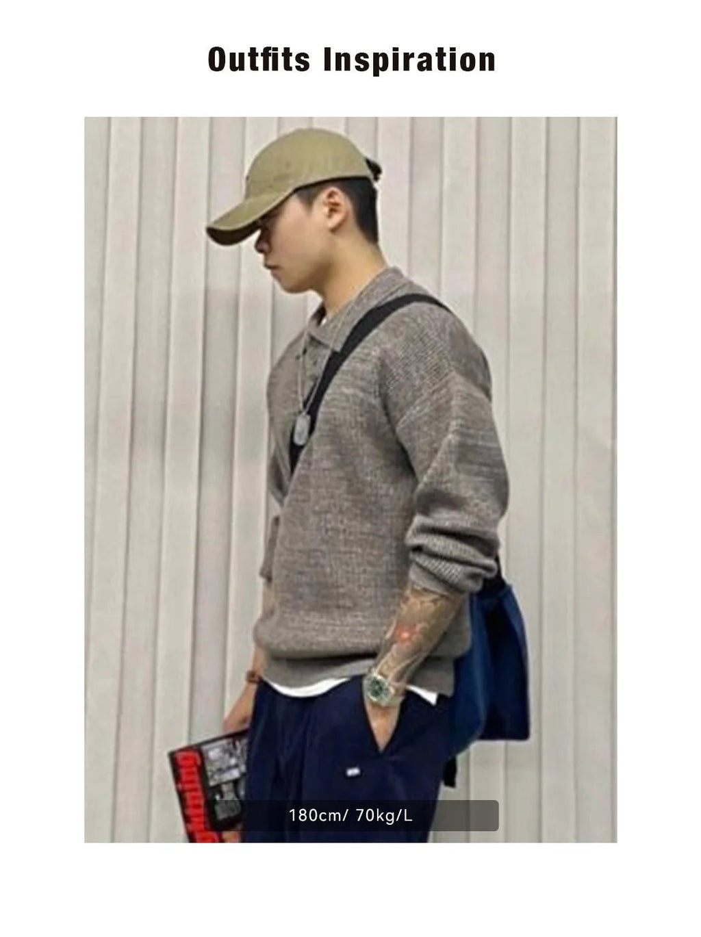 Maden Polo lavorata a maglia retrò maglione con risvolto color caffè allentato autunno inverno uomo zio Fu maglione maglieria casual - StepByStepNow