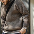 Maden Polo lavorata a maglia retrò maglione con risvolto color caffè allentato autunno inverno uomo zio Fu maglione maglieria casual - StepByStepNow