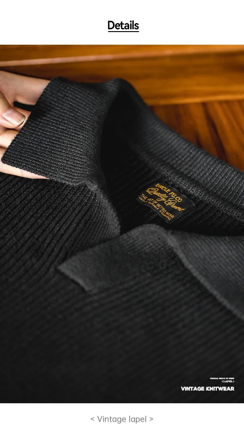 Maden Polo retrò con collo a polo in maglia verticale, pullover pigro, maglione da uomo, autunno e inverno, bavero morbido e caldo - StepByStepNow