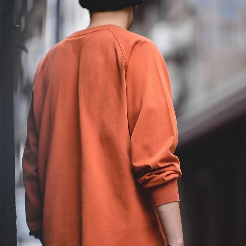 Maden Solid T-shirt da uomo in cotone retrò College Casual Vintage a maniche lunghe Tee Candy Color Sport Basic Top Bottoming Pullover - StepByStepNow