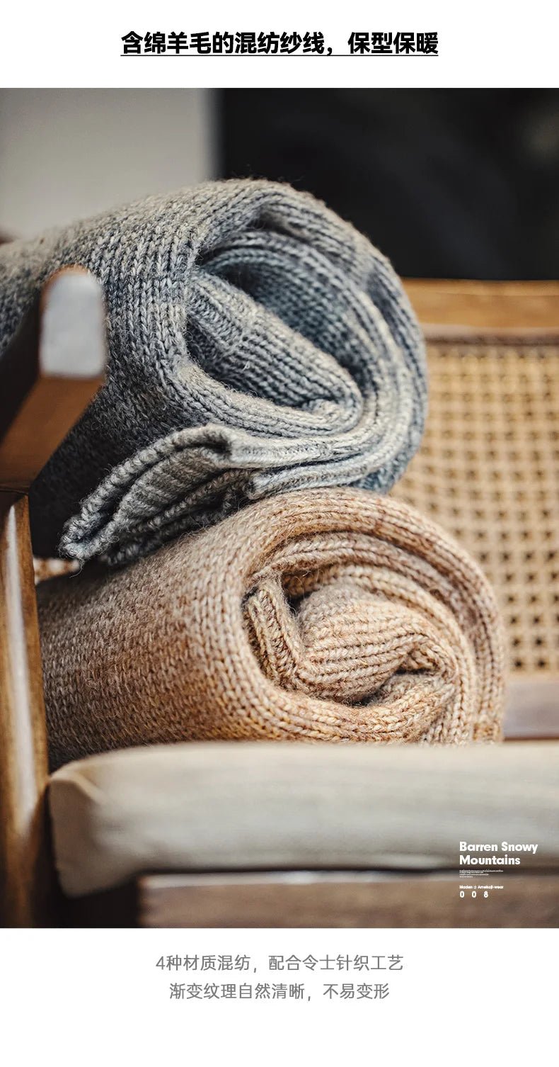 Maden uomo autunno inverno americano vintage maglione a righe sfumate pullover girocollo maglieria mista - StepByStepNow