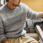 Maden uomo autunno inverno americano vintage maglione a righe sfumate pullover girocollo maglieria mista - StepByStepNow