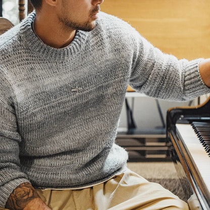 Maden uomo autunno inverno americano vintage maglione a righe sfumate pullover girocollo maglieria mista - StepByStepNow