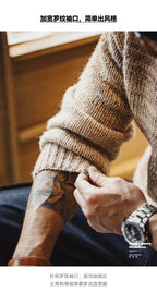 Maden uomo autunno inverno americano vintage maglione a righe sfumate pullover girocollo maglieria mista - StepByStepNow