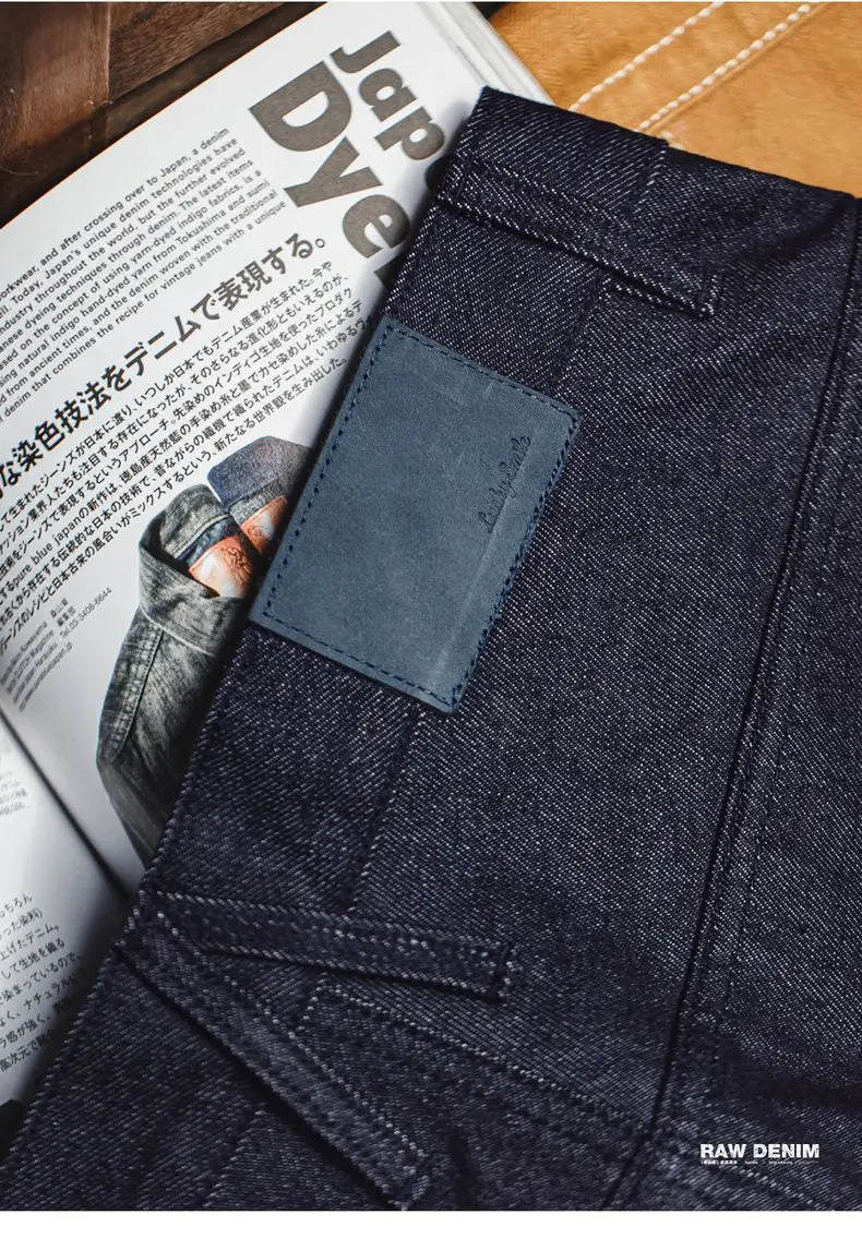 Maden Vintage Jeans da uomo in denim grezzo con cimosa da 15,6 once Pantaloni a gamba larga con cerniera YKK Jeans dritti per l'autunno e l'inverno - StepByStepNow