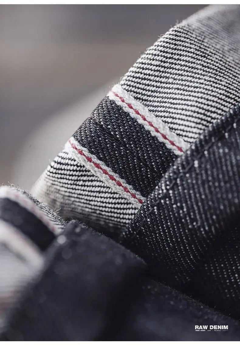 Maden Vintage Jeans da uomo in denim grezzo con cimosa da 15,6 once Pantaloni a gamba larga con cerniera YKK Jeans dritti per l'autunno e l'inverno - StepByStepNow