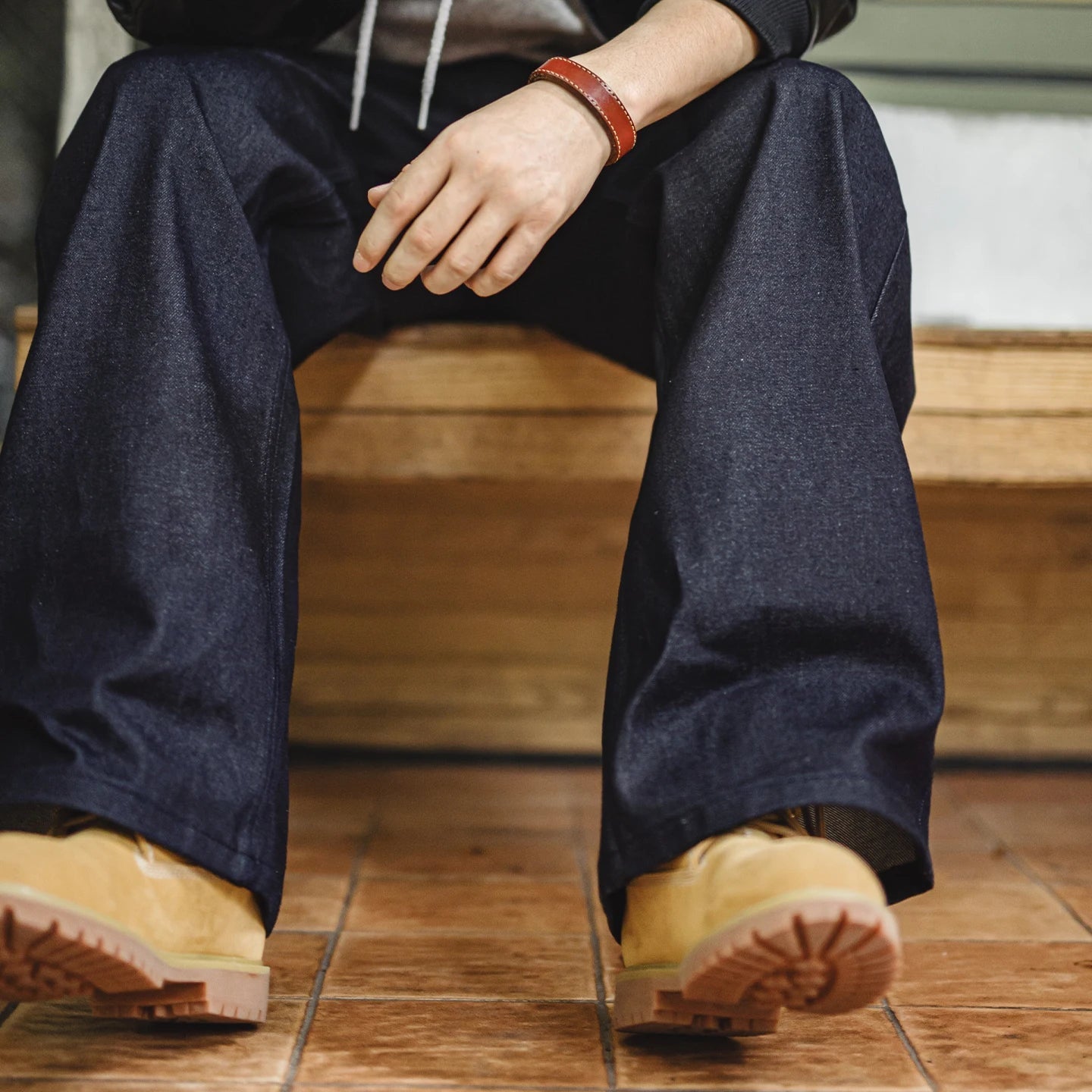 Maden Vintage Jeans da uomo in denim grezzo con cimosa da 15,6 once Pantaloni a gamba larga con cerniera YKK Jeans dritti per l'autunno e l'inverno - StepByStepNow